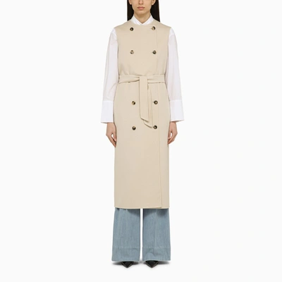 Shop Max Mara | Beige Wool And Cashmere Long Vest