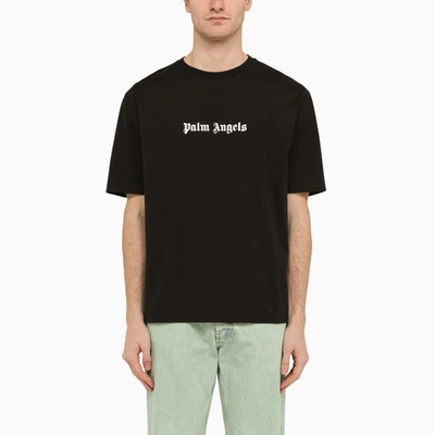 Shop Palm Angels | Black Cotton T-shirt With Logo