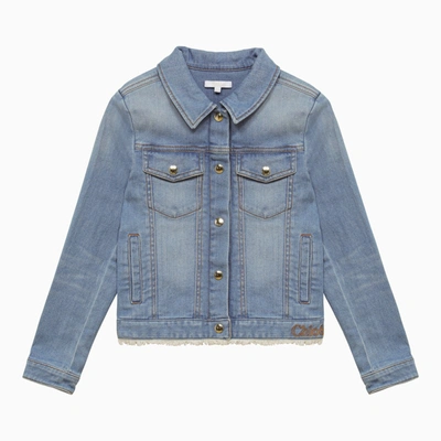 Shop Chloé Washed-effect Denim Jacket In Blue