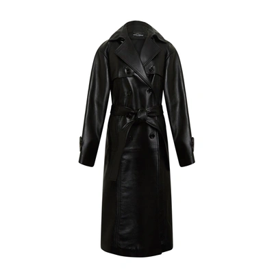 Shop Dolce & Gabbana Leather Coat In Black