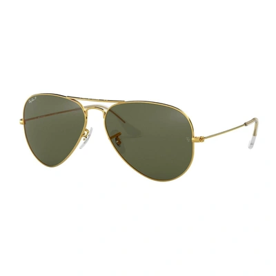 Shop Ray Ban Ray-ban  Aviator Rb 3025 Polarizzato Sunglasses In Gold