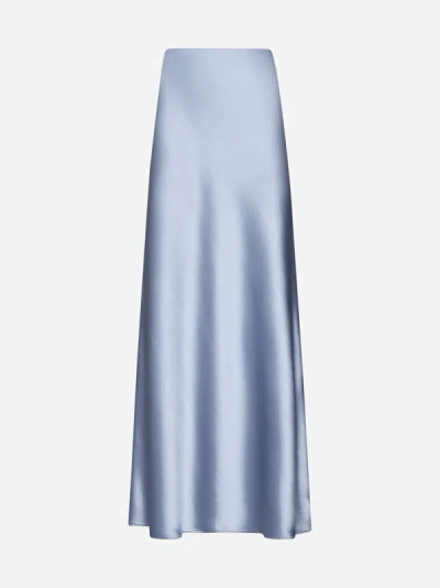 Shop Blanca Vita Ginestra Satin Long Skirt In Light Blue