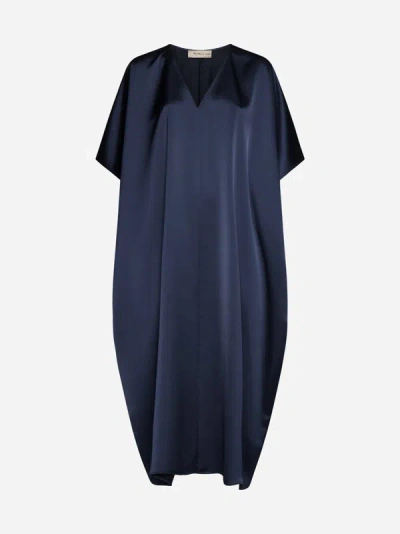 Shop Blanca Vita Arbutus Satin Kaftan Dress In Blue