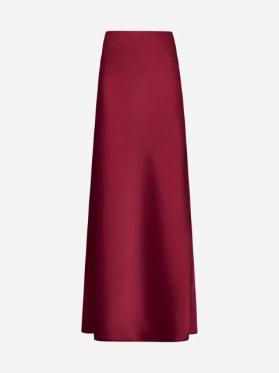 Shop Blanca Vita Ginestra Satin Long Skirt In Burgundy