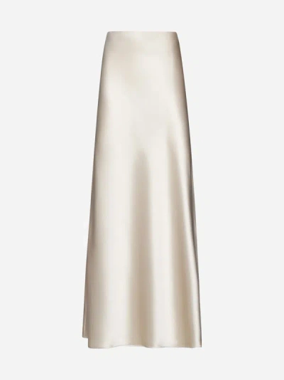 Shop Blanca Vita Ginestra Satin Long Skirt In Ivory