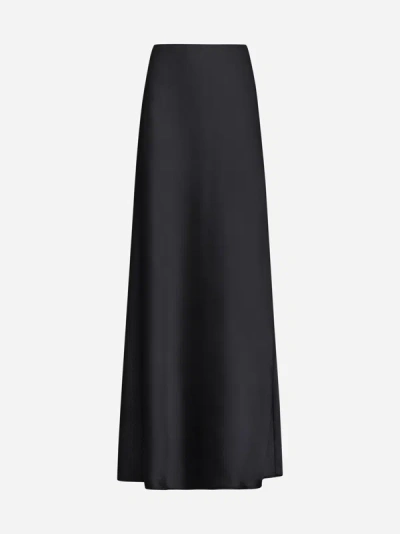 Shop Blanca Vita Ginestra Satin Long Skirt In Black