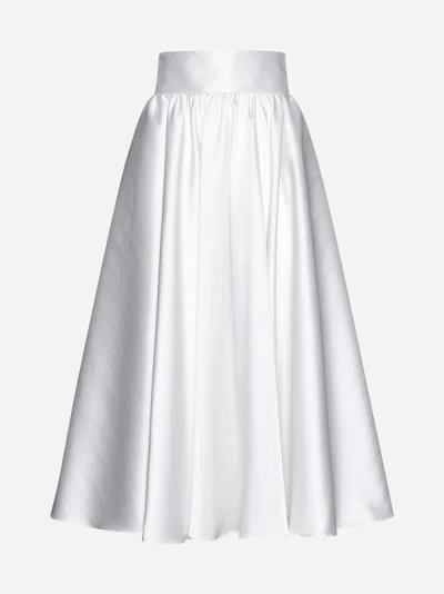 Shop Blanca Vita Granoturco Satin Midi Skirt In White