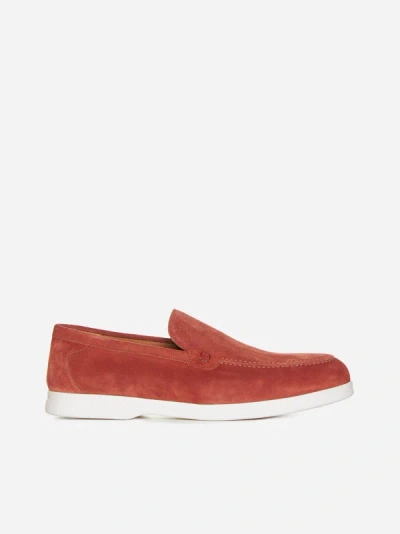 Shop Doucal's Adler Suede Loafers In Burnt Brown,white