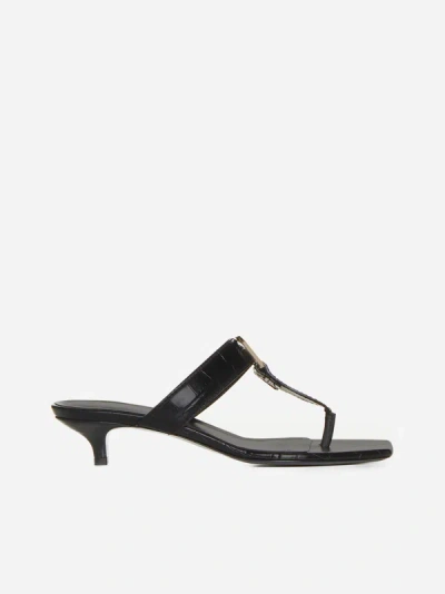 Shop Totême The Belted Animalier Effect Leather Sandals In Black