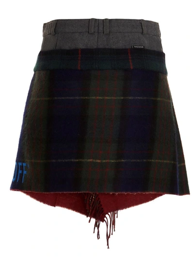 Shop 1/off 'check Scarf Reworked' Skirt In Multicolor
