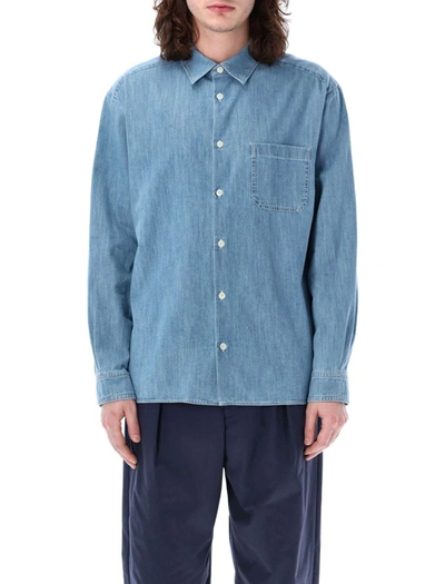 Shop Apc A.p.c. Math Denim Shirt In Blue