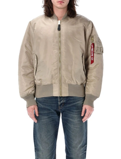 Alpha Industries Zip Fastening Bomber Jacket In Neutral