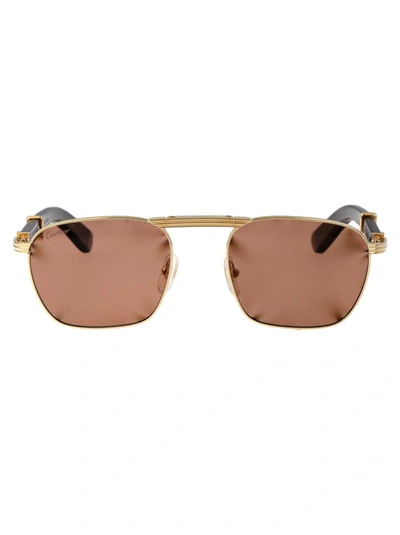 Shop Cartier Sunglasses In 001 Gold Burgundy Brown