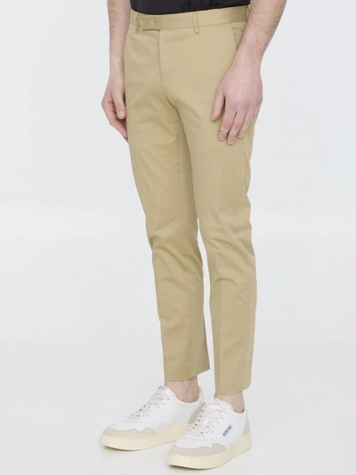 Pt Torino Beige Stretch-design Tapered Trousers In Beige