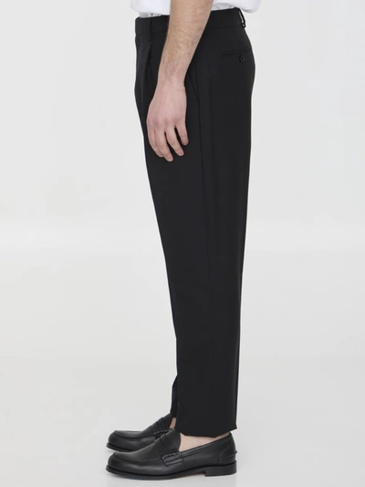 Shop Lardini Cotton Blend Trousers In Black