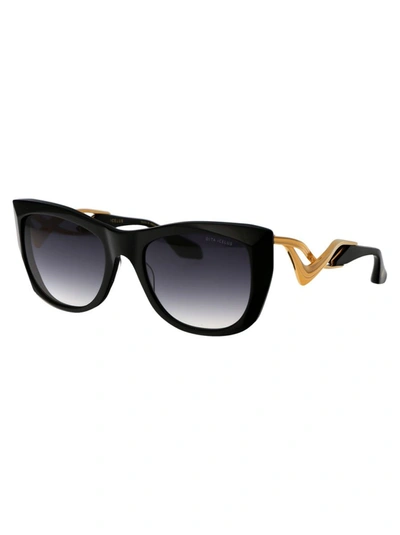 Shop Dita Sunglasses In 001 Black Yellow Gold