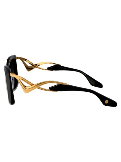 Shop Dita Sunglasses In 001 Black Yellow Gold