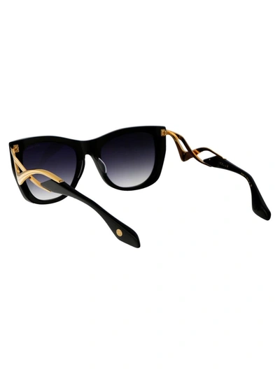 Shop Dita Sunglasses In 001 Black Yellow Gold