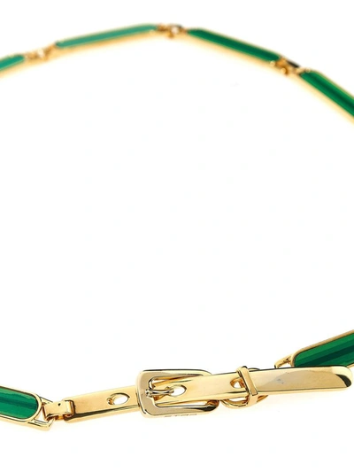 Etro Enameled Metal Belt In Green