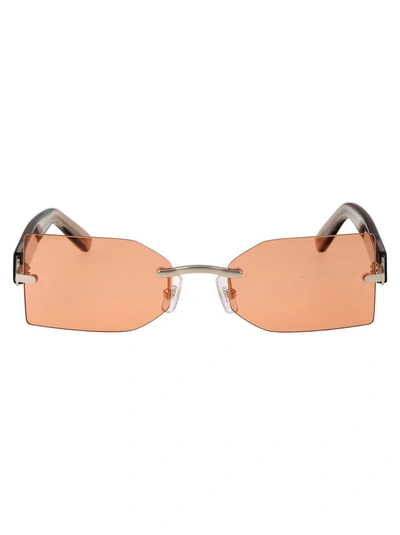 Shop Gcds Sunglasses In 32e Oro/marrone