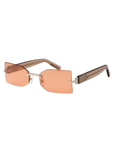 Shop Gcds Sunglasses In 32e Oro/marrone
