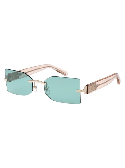 Shop Gcds Sunglasses In 32n Oro/verde