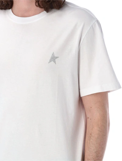 Shop Golden Goose Glitter Star Regumar M's T-shirt In White Silver