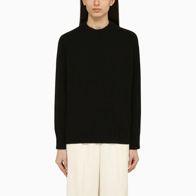 Shop Loulou Studio Cotton-blend Crew-neck Sweater In Black