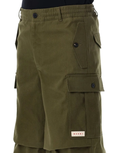 Shop Marni Gabardine Cargo Pants In Army Green
