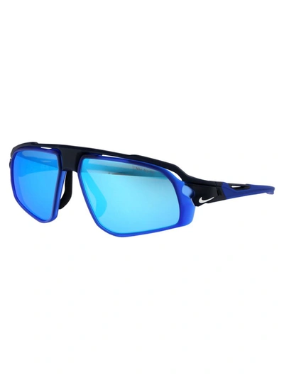Shop Nike Sunglasses In 410 Blue Mirror Matte Navy