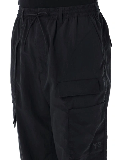Shop Y-3 Adidas Crinkle Nylon Cargo Pants In Black