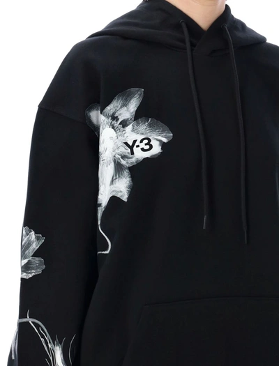 Shop Y-3 Adidas Graphich French Terry Hoodie In Black