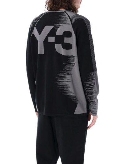 Shop Y-3 Adidas Logo Knit Sweater In Grey Black