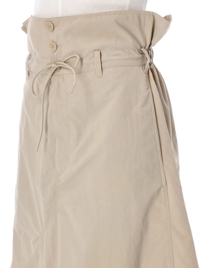 Shop Y-3 Adidas Paper-bag Long Skirt In Clay Brown