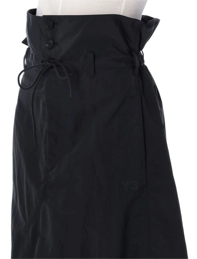 Shop Y-3 Adidas Paper-bag Long Skirt In Black