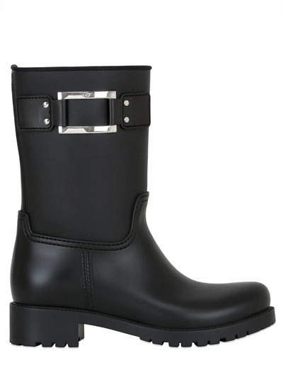 Shop Roger Vivier 30mm Rubber Rain Boots, Black