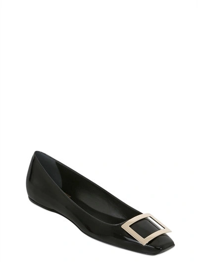 Shop Roger Vivier 10mm Trompette Patent Leather Flats In Nude