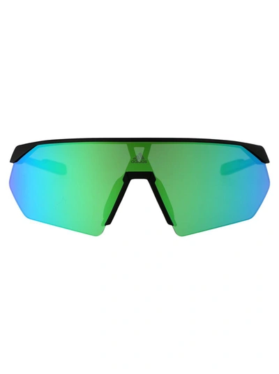 Shop Adidas Originals Adidas Sunglasses In 02q Nero Opaco/verde Specchiato
