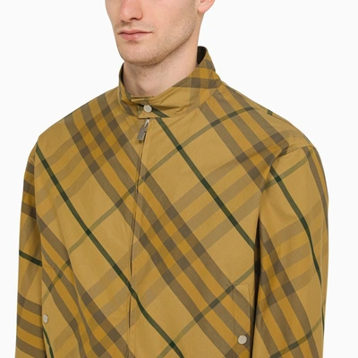 Shop Burberry Cedar Yellow Check Pattern Jacket In In Beige