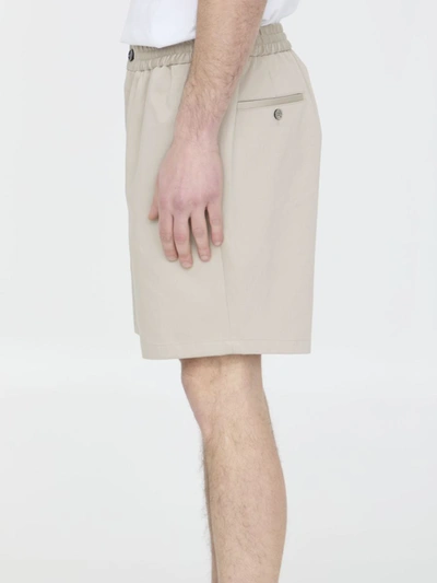 Shop Ami Alexandre Mattiussi Cotton Bermuda Shorts In Beige