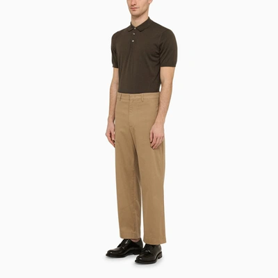 Shop Drumohr Taupe Short Sleeved Polo In Brown