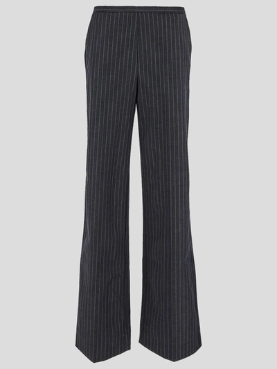 Shop Ganni Trousers In Gray
