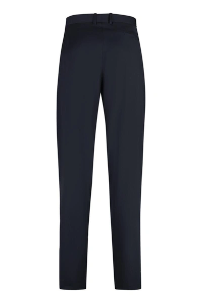 Giorgio Armani Wool Trousers With Pleated Front In Blue