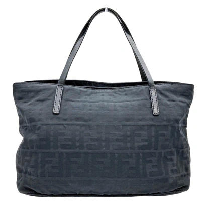 Shop Fendi Cabas Navy Synthetic Tote Bag ()