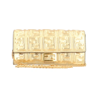 Shop Fendi Gold Leather Shoulder Bag ()