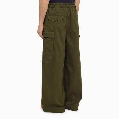 Shop Marni Dark Blend Wide Cargo Trousers In Green