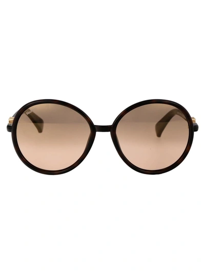 Shop Max Mara Sunglasses In 52g Avana Scura/marrone Specchiato