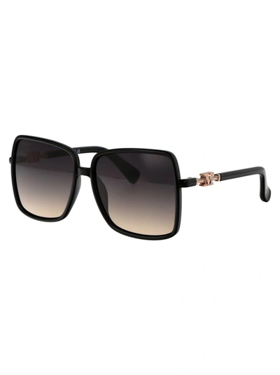Shop Max Mara Sunglasses In 01b Nero Lucido/fumo Grad