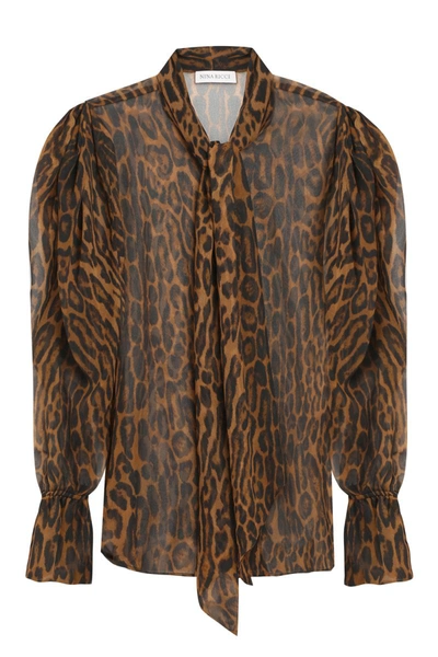 Shop Nina Ricci Printed Silk Shirt In Brown