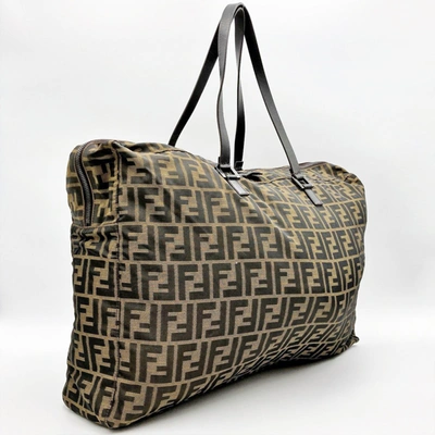 Shop Fendi Zucca Brown Canvas Travel Bag ()